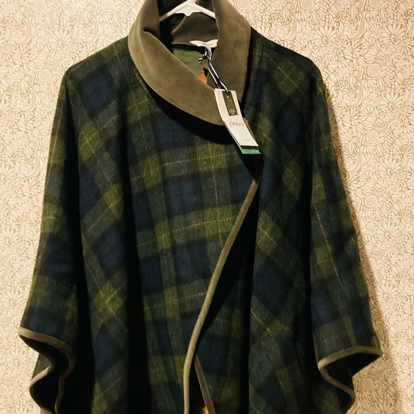 Joules Jackets & Coats Joules Plaid Wool Silk Lined Cape Coat